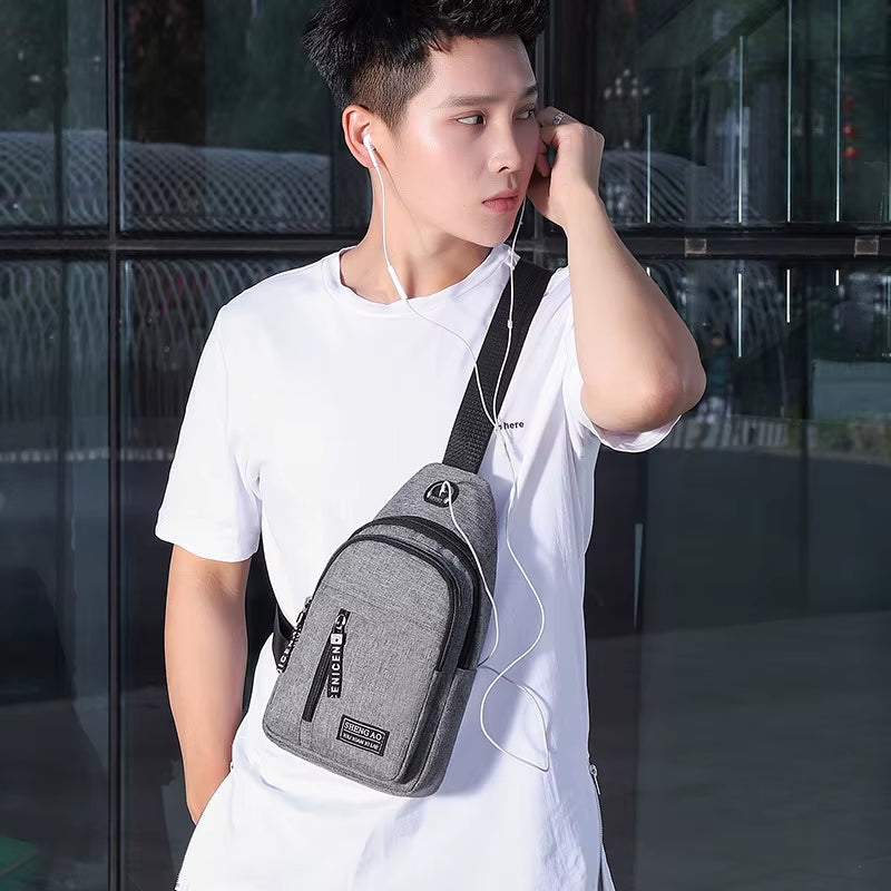 Travel Men'S Handbags Multifunctional USB Chest Bag Designer Messenger Crossbody Bags Water-Proof Shoulder Bag Sports Back Pack