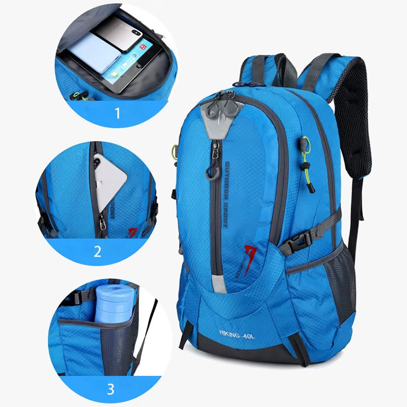 40L Climbing Waterproof Backpack Men Travel Designer Bag Pack Hiking Back Pack Unisex Outdoor Camping Backpacks Nylon Sport Bags