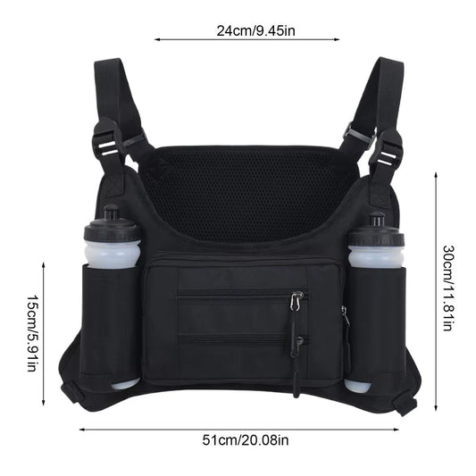 Running Chest Pack for Men Multi Pocket Storage Pouch Vest Bag Chest Pack Outdoor Workout Vest with Water Bottle Pouch for Sport
